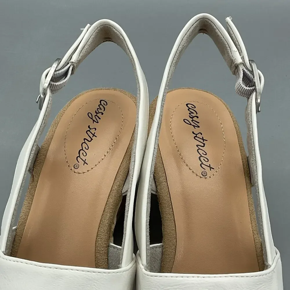 NEW Easy Street Women’s Stargaze Espadrille Wedge Sandals White Size 7.5M